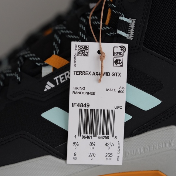 Adidas Mens Terrex IF4849 Ax4 GTX Gore-Tex Mid Hiking Sneaker Shoe Boots Black 9 - Picture 3 of 5